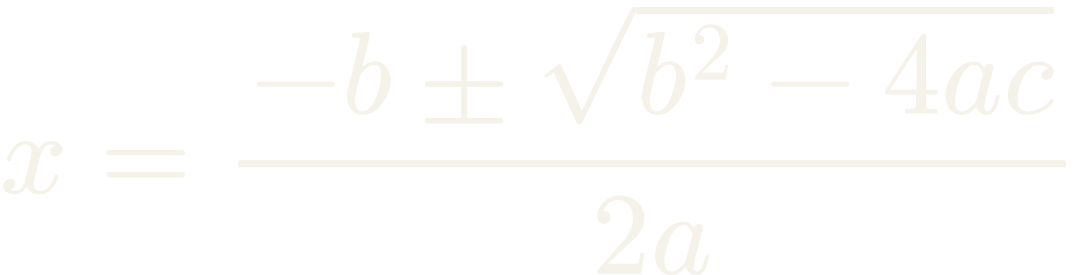 Quadratic formula rendered by the graphics backend